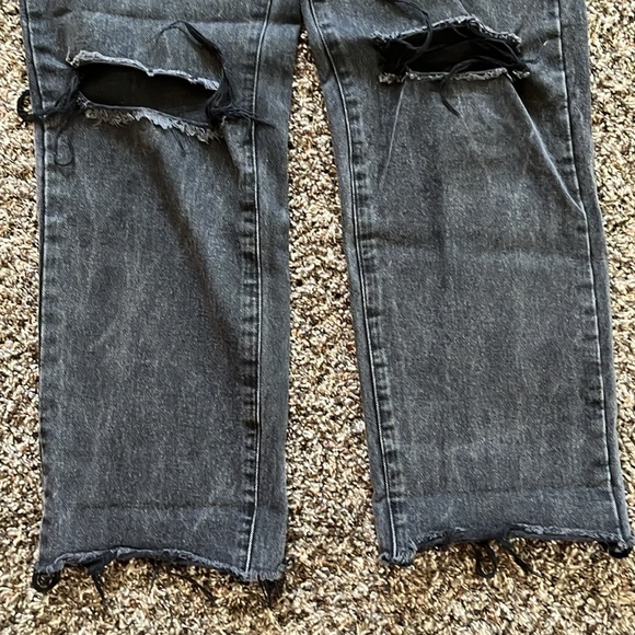 Cotton On Black Long Straight Leg Denim Distressed Jeans, Size 6, Pants Cotton - Picture 6 of 16